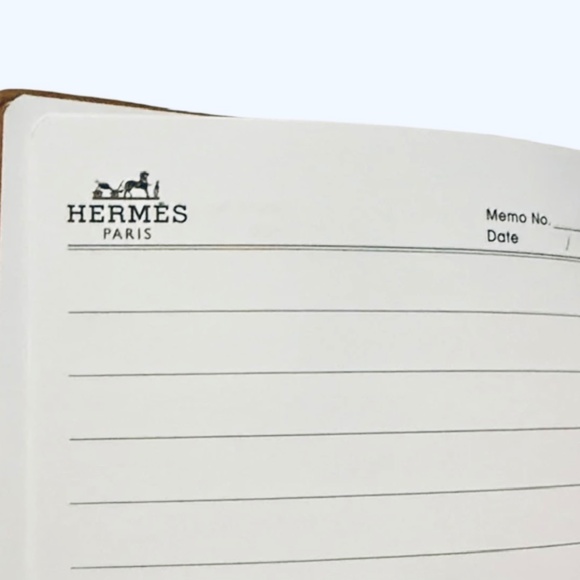 Hermes GWP Orange Leather Notebook with Pen & Bag - Picture 3 of 5